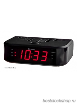 Настольные кварцевые часы с будильником и радио ГРАНАТ/Granat С-0946-Красн